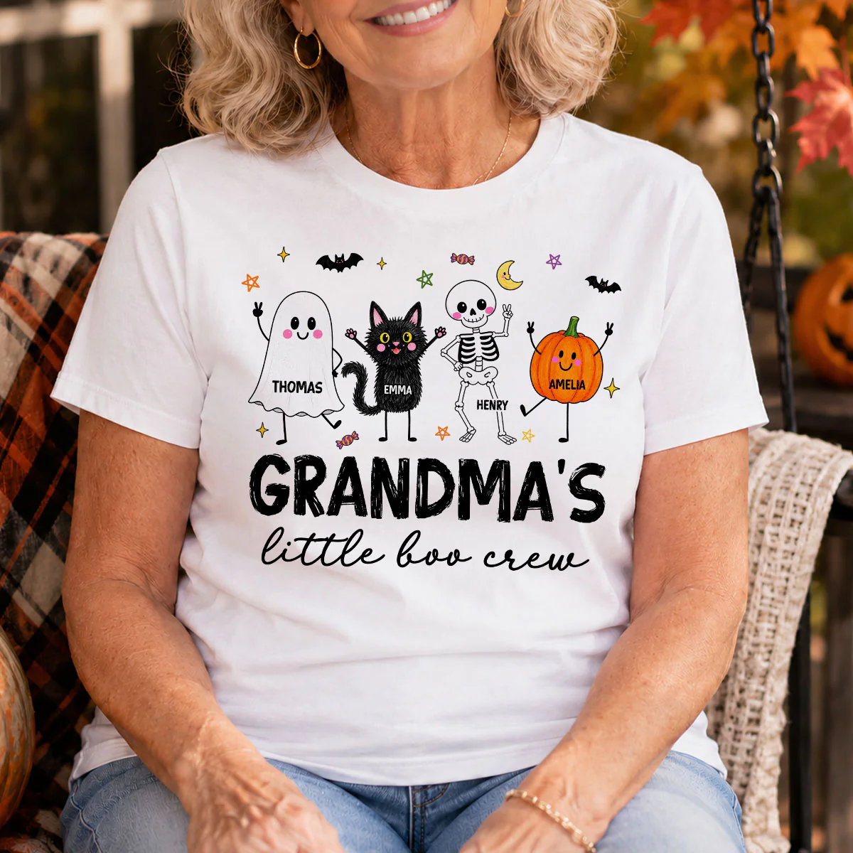 Grandma's Little Boo Crew Funny - Personalized Shirt - Halloween Gift For Grandma, Grandkids - Image 4