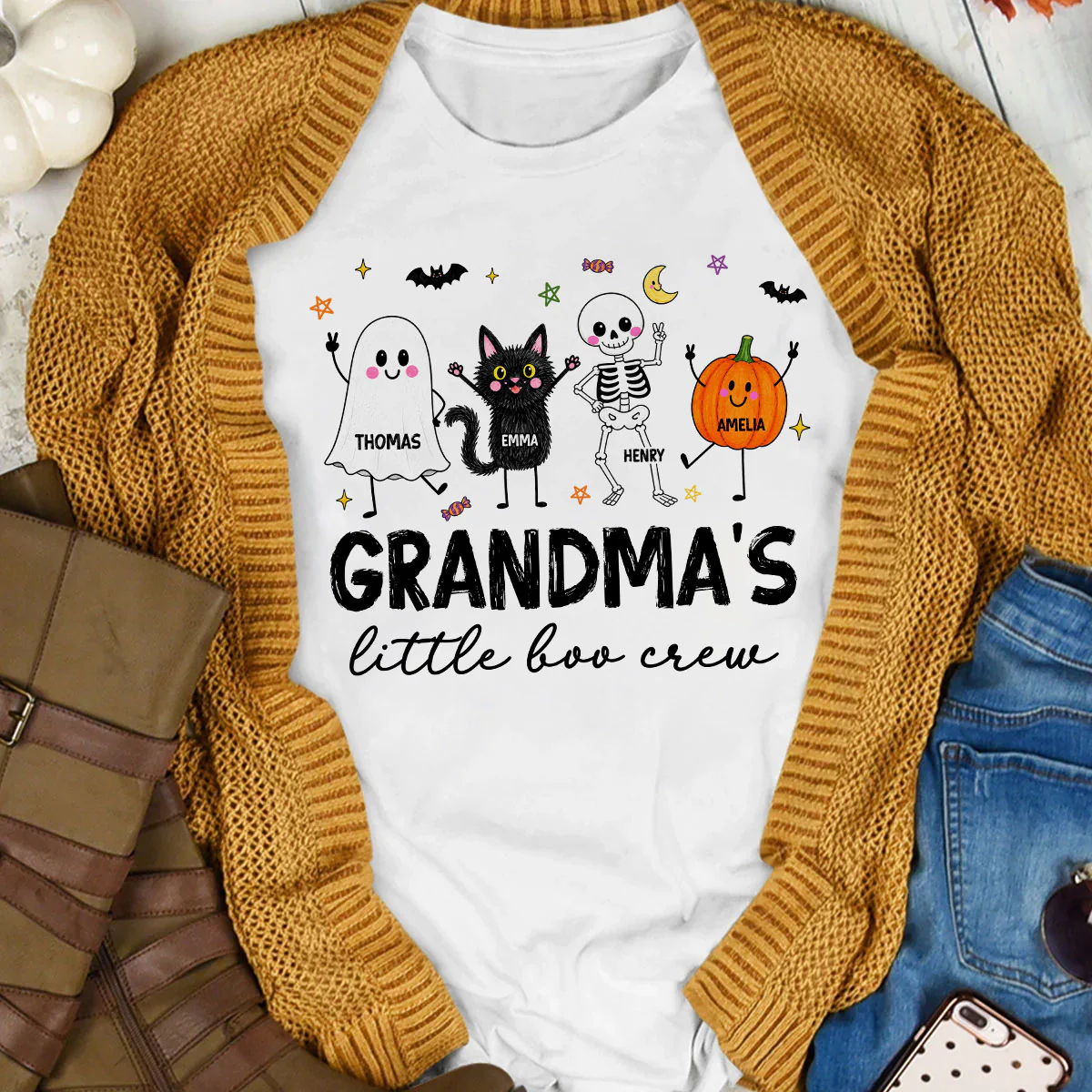Grandma's Little Boo Crew Funny - Personalized Shirt - Halloween Gift For Grandma, Grandkids - Image 5