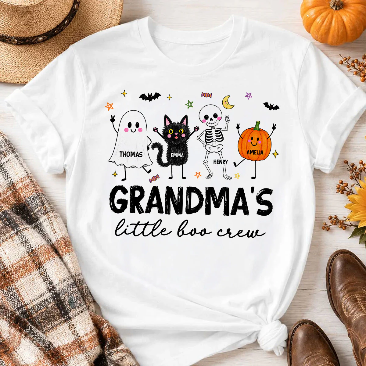 Grandma's Little Boo Crew Funny - Personalized Shirt - Halloween Gift For Grandma, Grandkids - Image 6