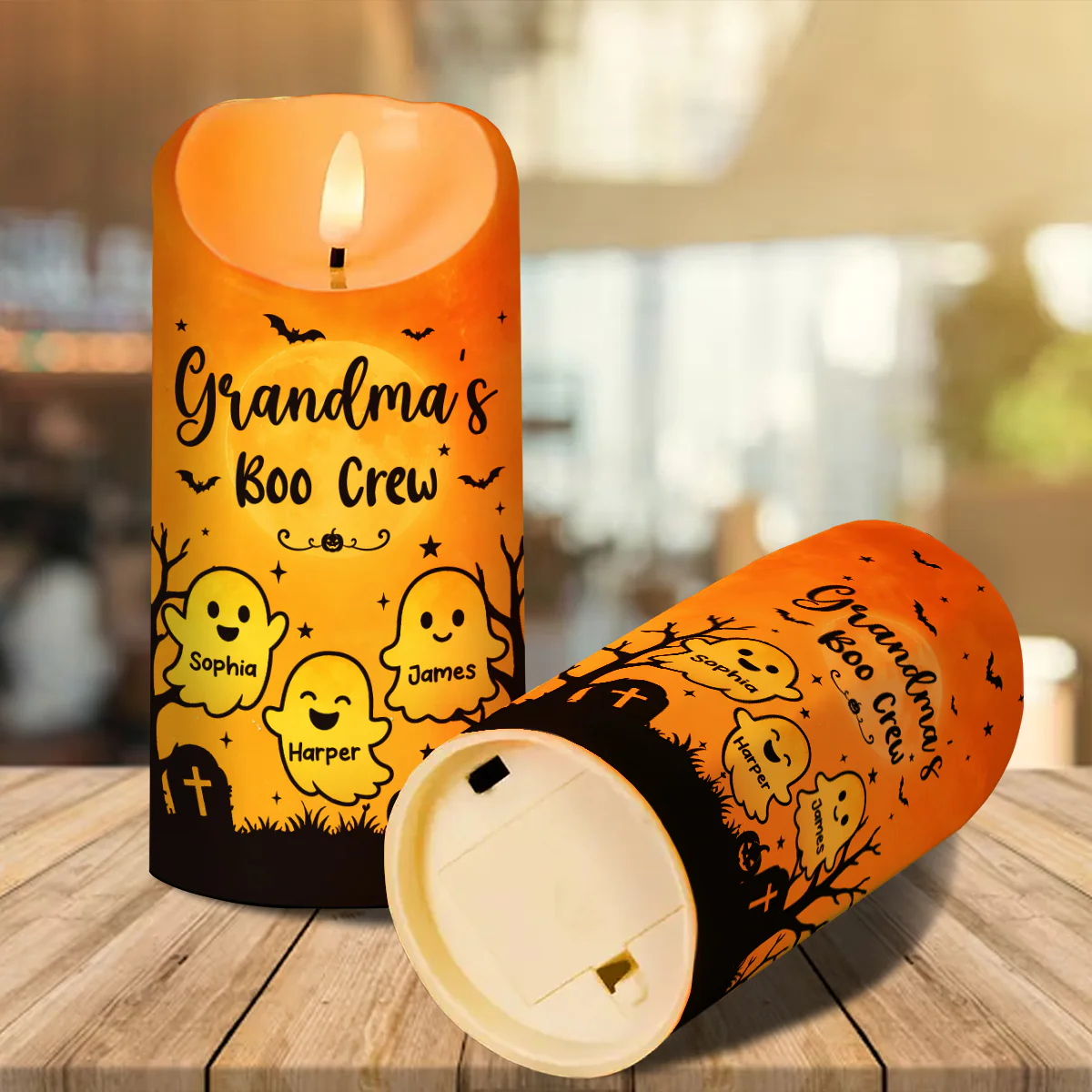 Grandma's Little Boo Crew - Personalized LED Candle - Halloween Decor For Grandma - Image 5