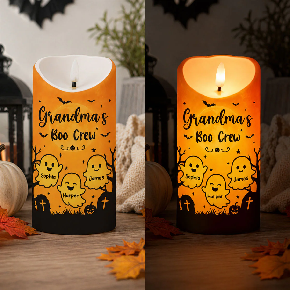Grandma's Little Boo Crew - Personalized LED Candle - Halloween Decor For Grandma - Image 7