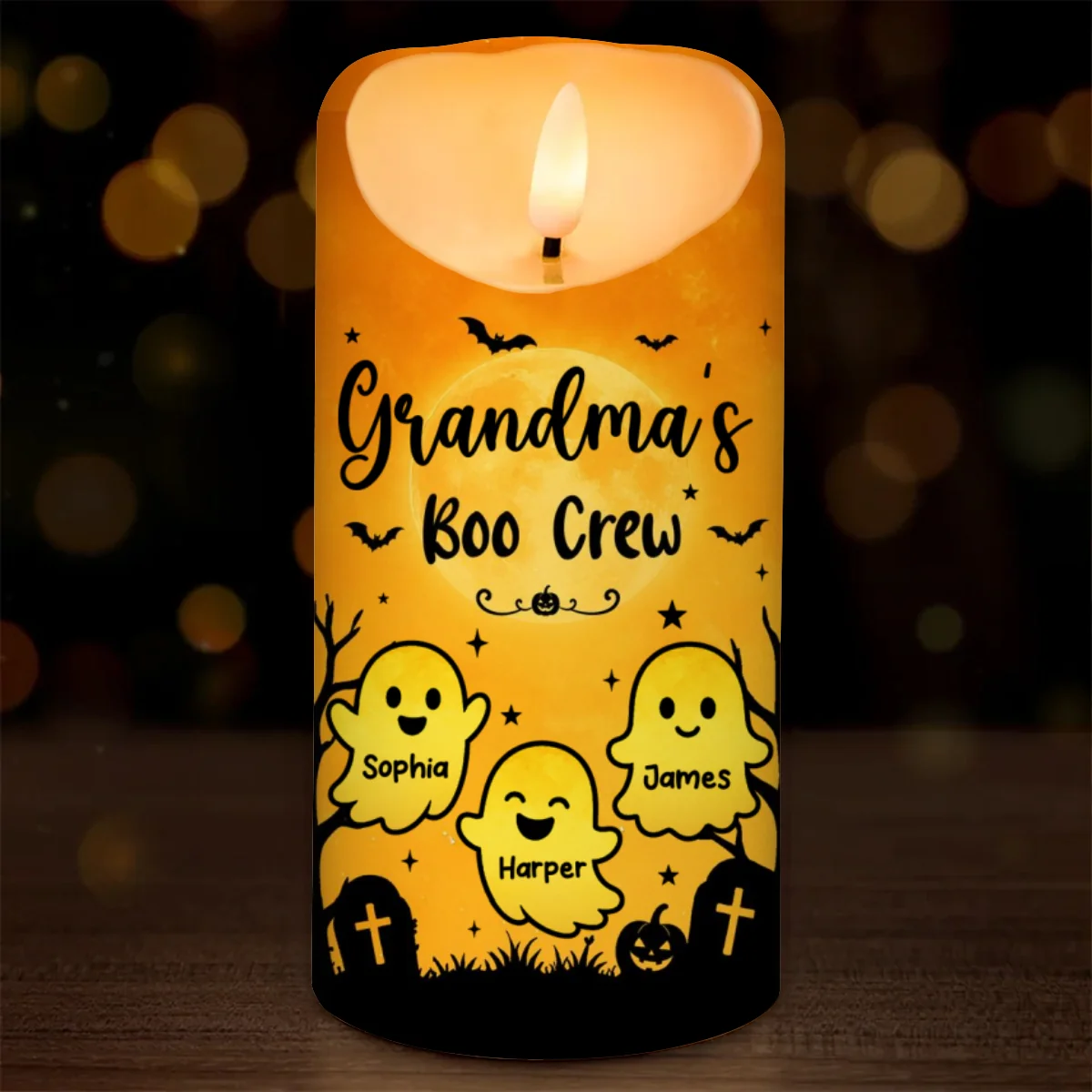 Grandma's Little Boo Crew - Personalized LED Candle - Halloween Decor For Grandma - Image 9