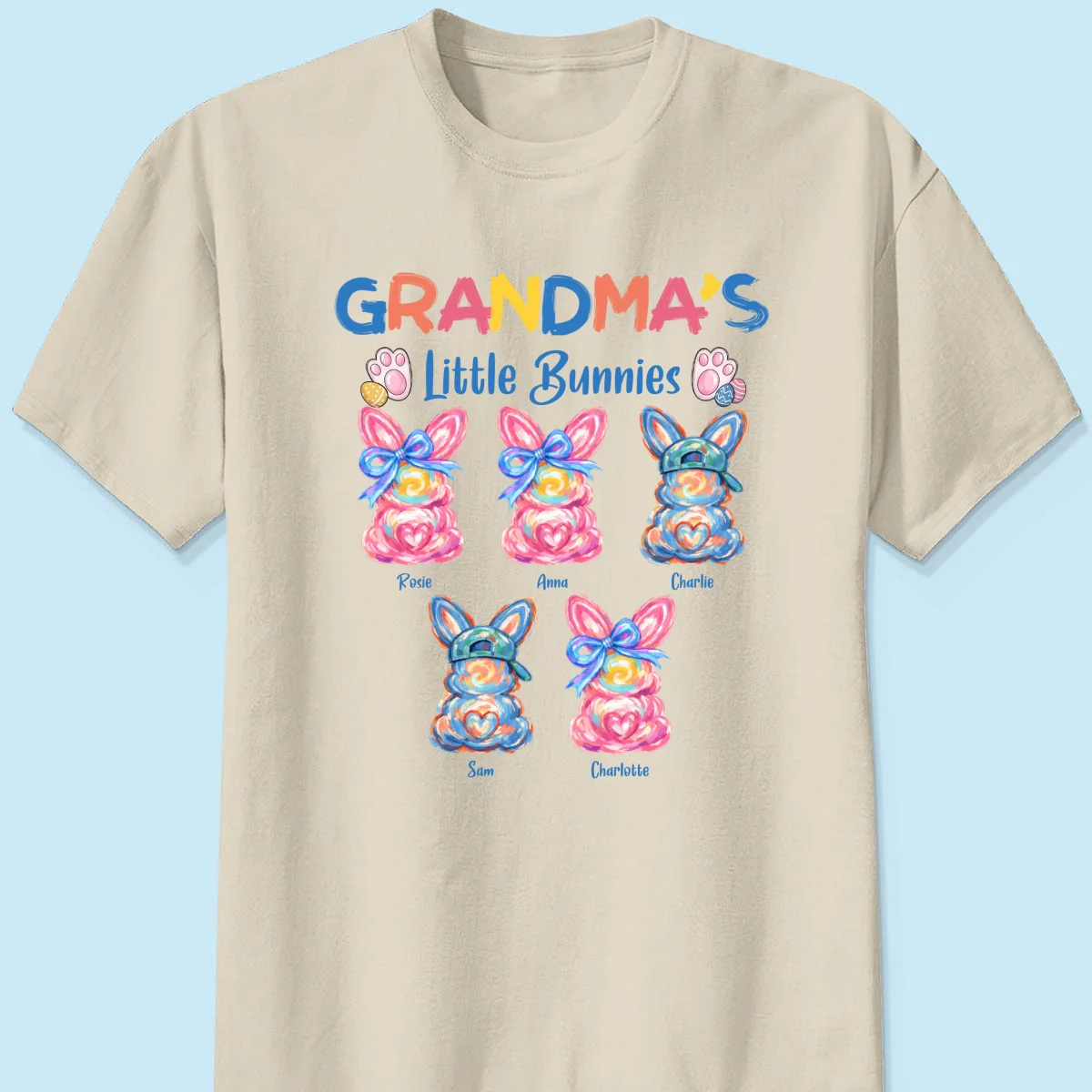 Grandma's Little Bunnies Colorful Brushstroke - Personalized Shirt - Easter Shirt for Grandma - Image 11