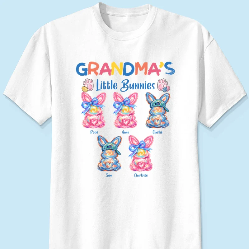 Grandma's Little Bunnies Colorful Brushstroke - Personalized Shirt - Easter Shirt for Grandma - Image 12