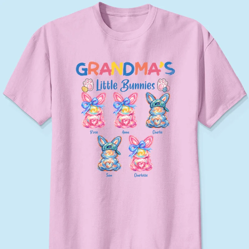 Grandma's Little Bunnies Colorful Brushstroke - Personalized Shirt - Easter Shirt for Grandma - Image 14