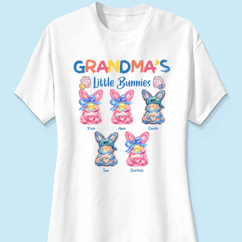 Grandma's Little Bunnies Colorful Brushstroke - Personalized Shirt - Easter Shirt for Grandma - Image 16