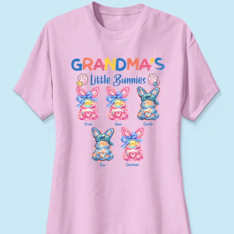 Grandma's Little Bunnies Colorful Brushstroke - Personalized Shirt - Easter Shirt for Grandma - Image 18