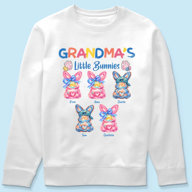 Grandma's Little Bunnies Colorful Brushstroke - Personalized Shirt - Easter Shirt for Grandma - Image 20
