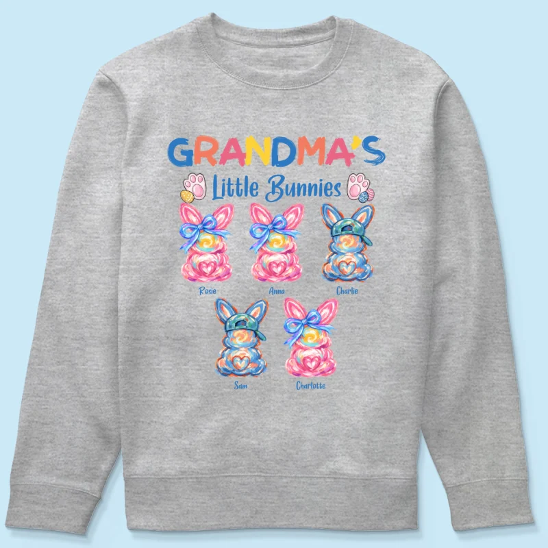 Grandma's Little Bunnies Colorful Brushstroke - Personalized Shirt - Easter Shirt for Grandma - Image 21