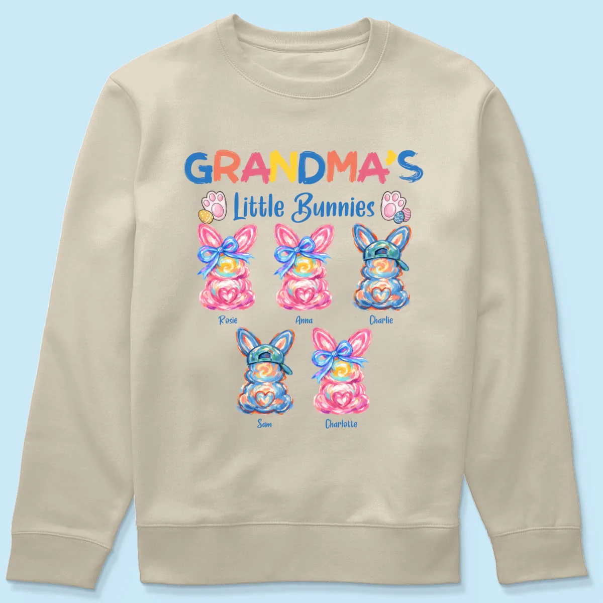 Grandma's Little Bunnies Colorful Brushstroke - Personalized Shirt - Easter Shirt for Grandma - Image 23
