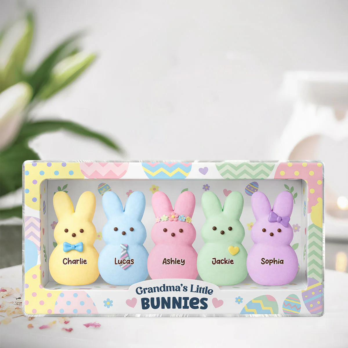 Grandma's Little Bunnies Custom Grandkids Names - Personalized Acrylic Block Plaque - Easter Decor Gift for Grandma, Mom - Image 2