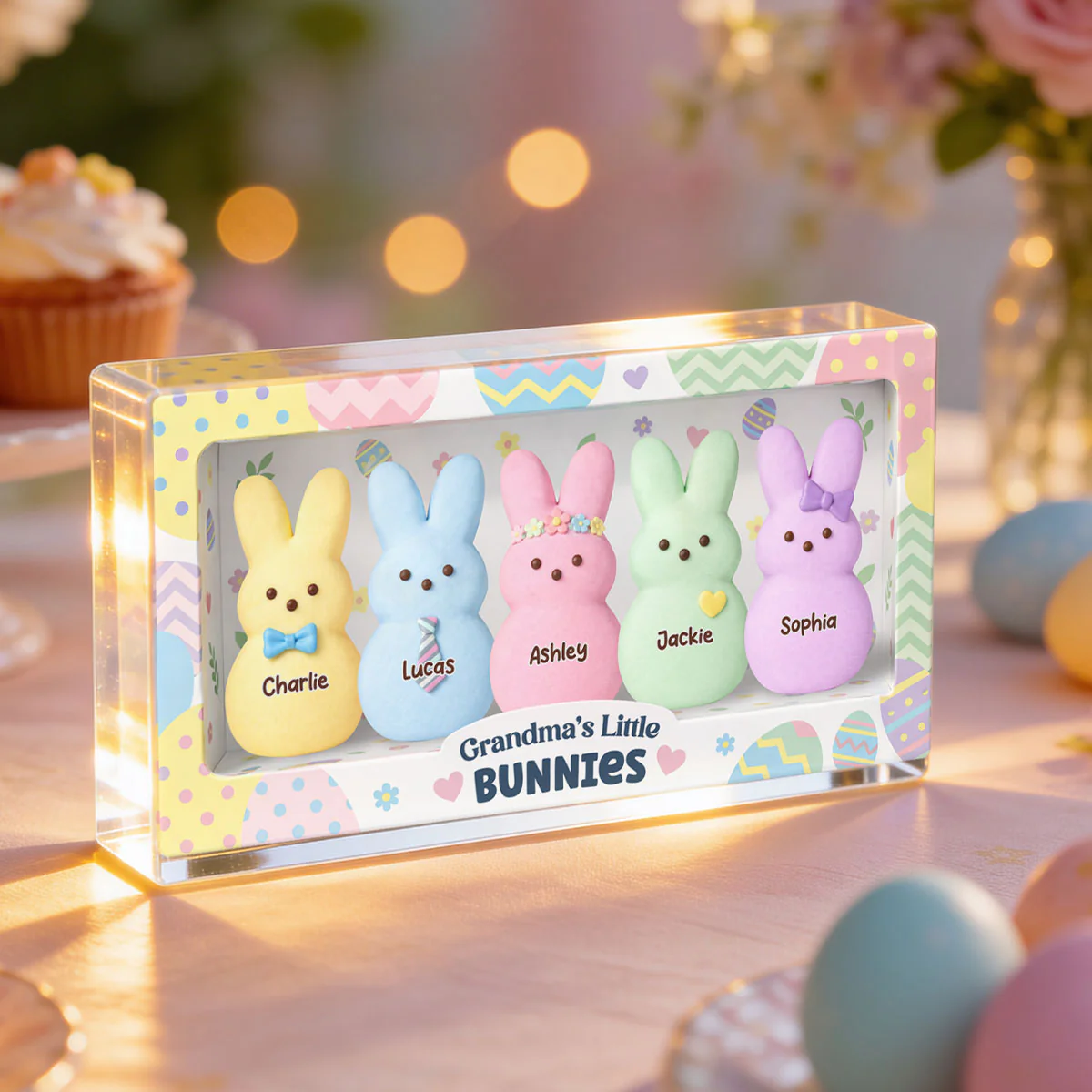 Grandma's Little Bunnies Custom Grandkids Names - Personalized Acrylic Block Plaque - Easter Decor Gift for Grandma, Mom - Image 3