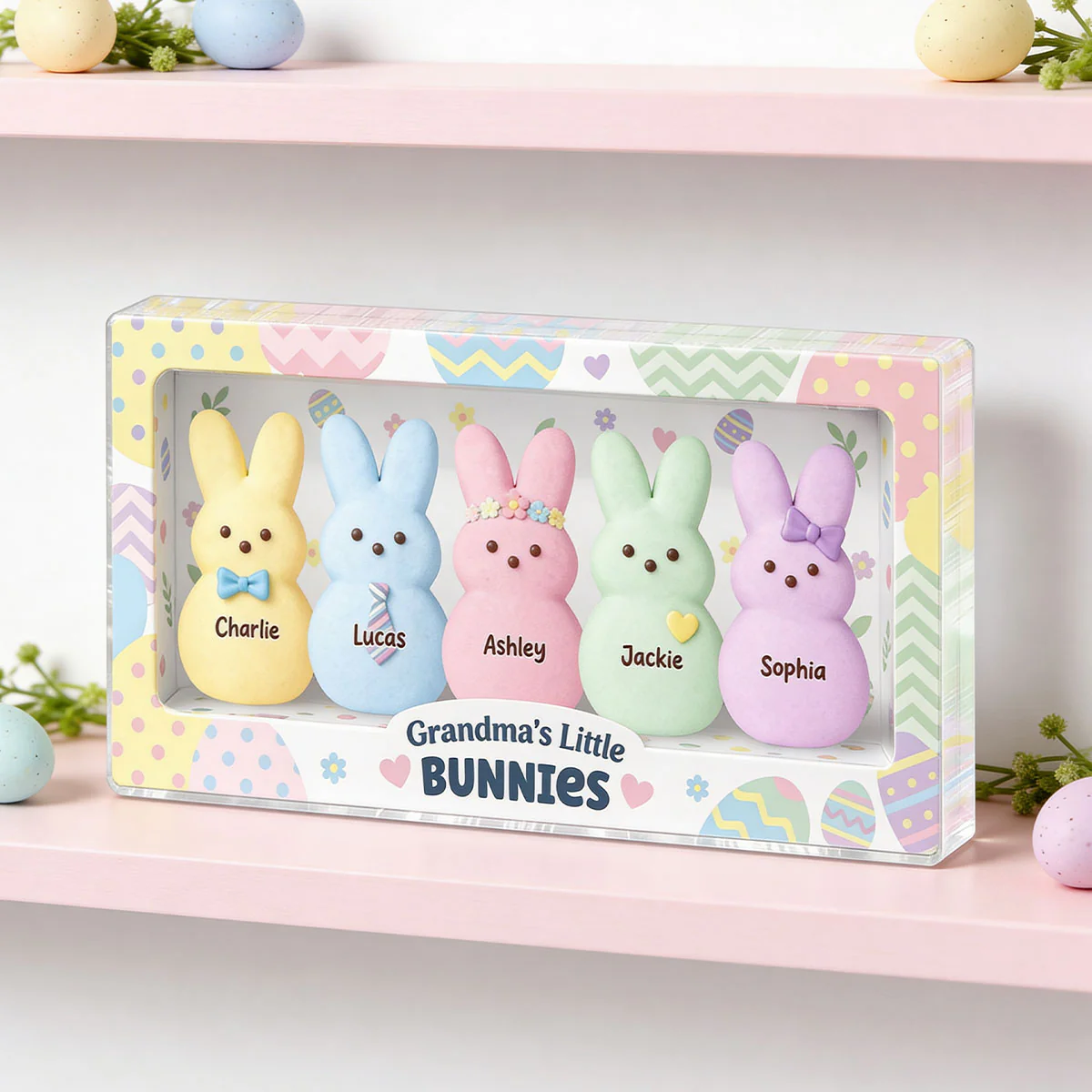Grandma's Little Bunnies Custom Grandkids Names - Personalized Acrylic Block Plaque - Easter Decor Gift for Grandma, Mom - Image 4