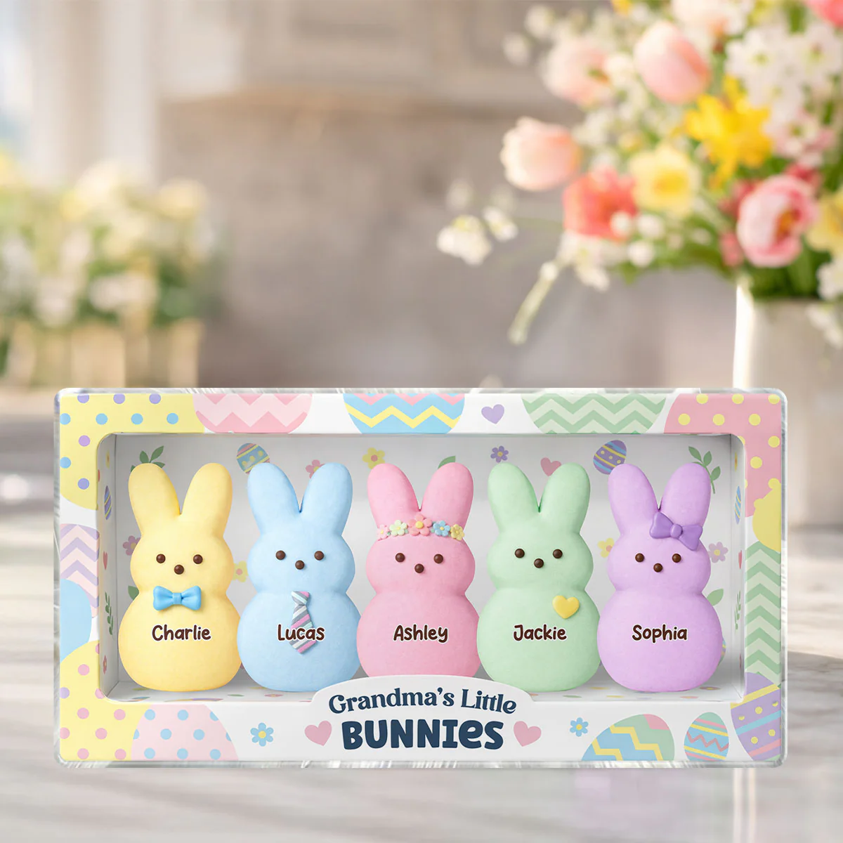 Grandma's Little Bunnies Custom Grandkids Names - Personalized Acrylic Block Plaque - Easter Decor Gift for Grandma, Mom - Image 5