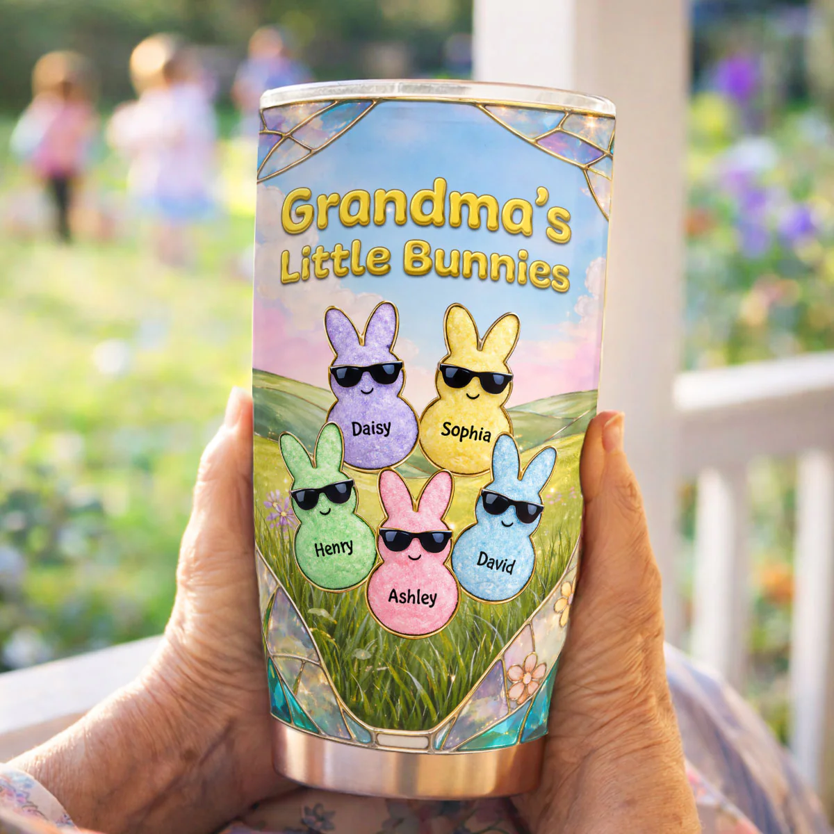 Grandma's Little Bunnies Cute Rabbits - Personalized Tumbler - Easter Decor Gift for Grandma, Mom - Image 2