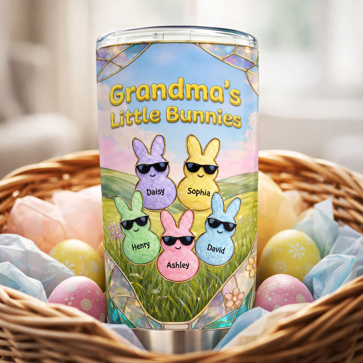 Grandma's Little Bunnies Cute Rabbits - Personalized Tumbler - Easter Decor Gift for Grandma, Mom - Image 3