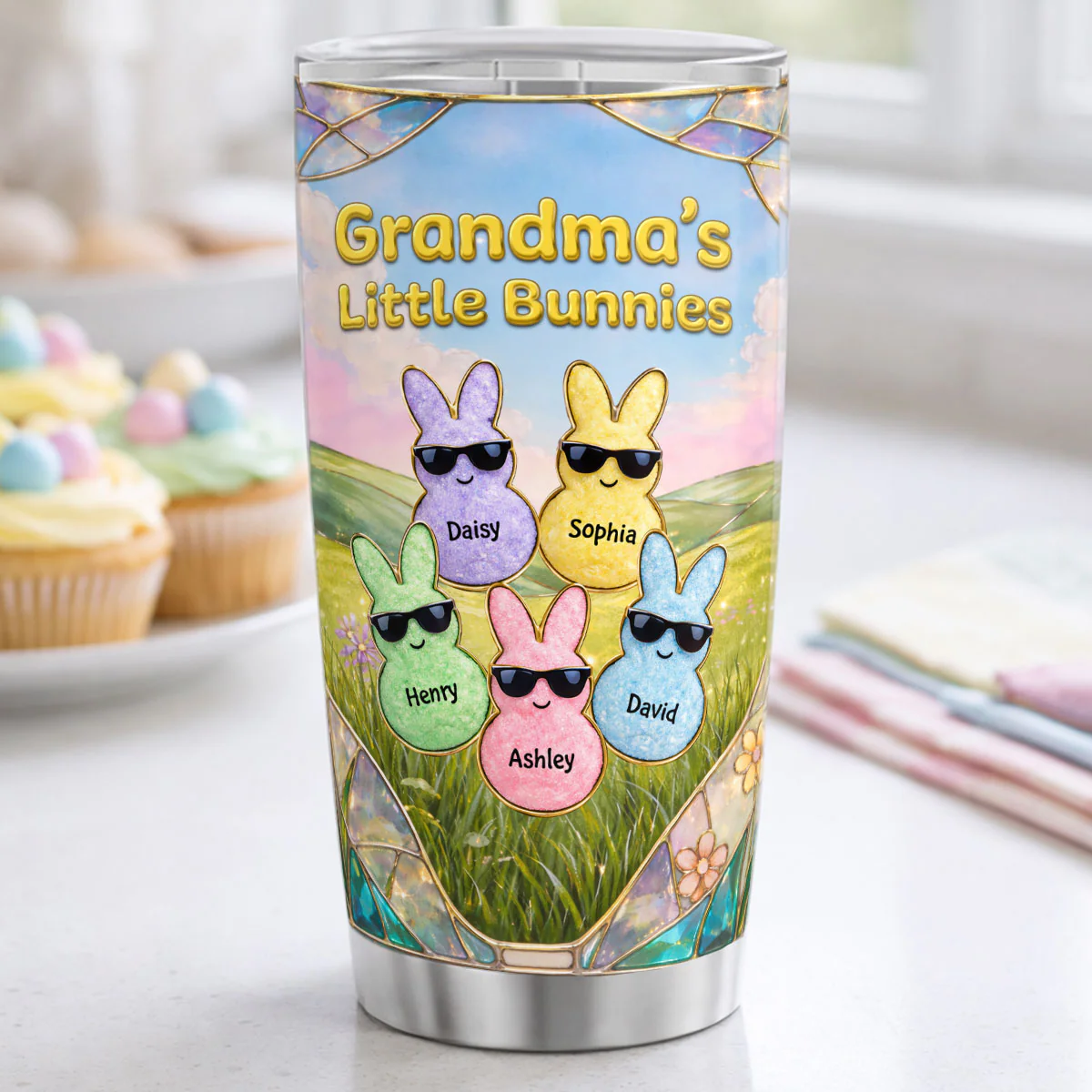 Grandma's Little Bunnies Cute Rabbits - Personalized Tumbler - Easter Decor Gift for Grandma, Mom - Image 4