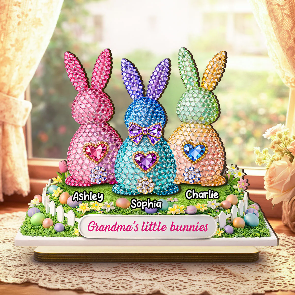 Grandma's Little Bunnies Easter - Personalized 2-Layered Wooden Plaque - Sentimental Gift for Grandma - Image 4
