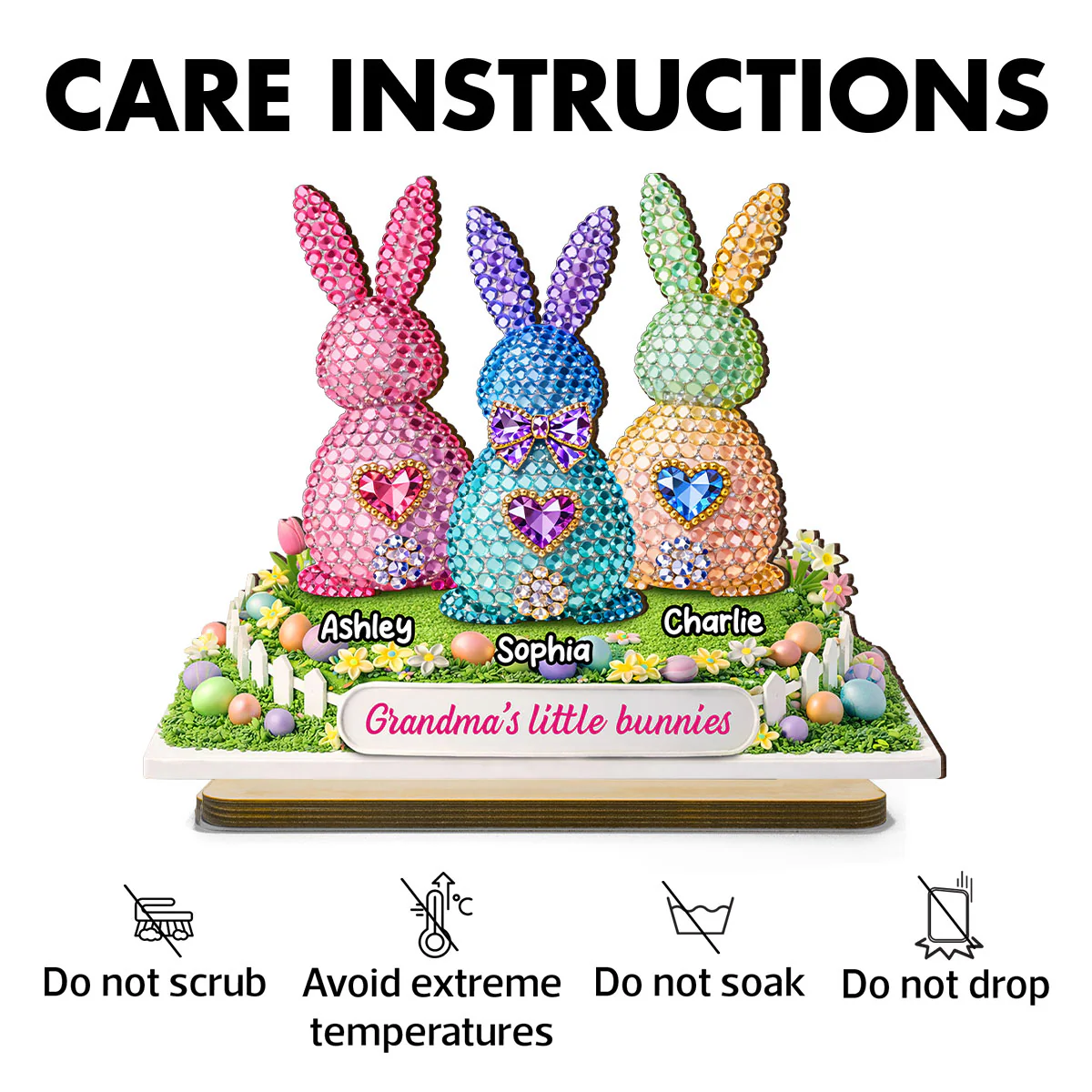 Grandma's Little Bunnies Easter - Personalized 2-Layered Wooden Plaque - Sentimental Gift for Grandma - Image 8