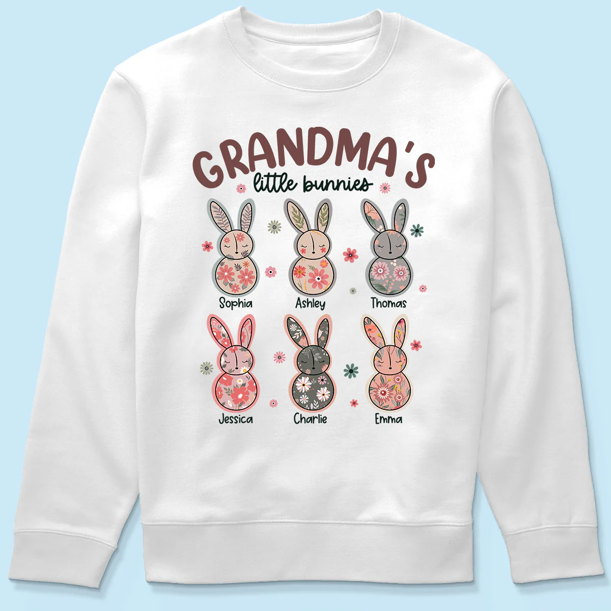 Grandma's Little Bunnies Floral Easter Personalized Shirt - Image 6