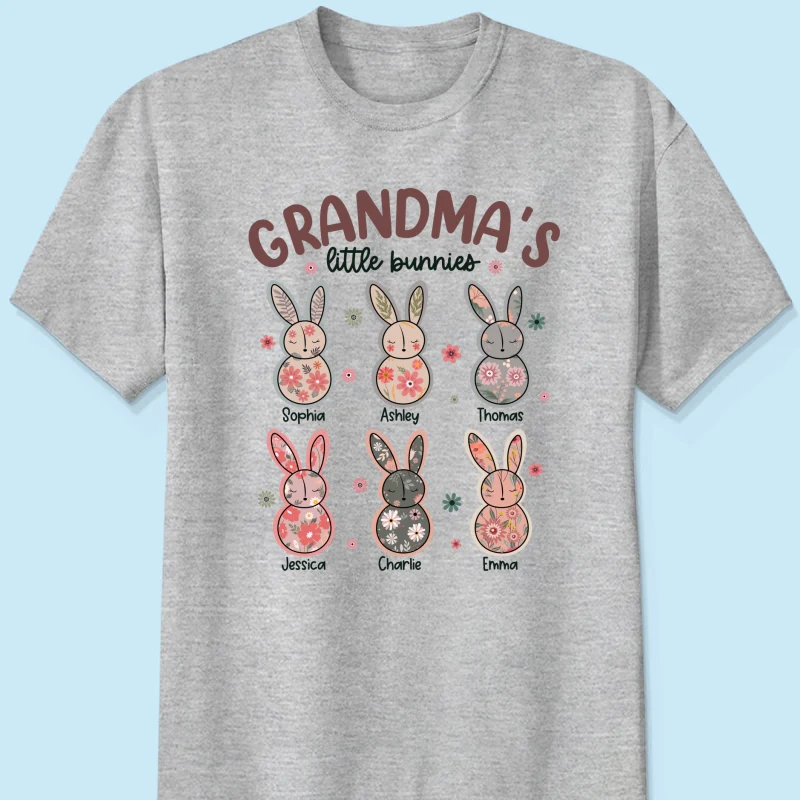 Grandma's Little Bunnies Floral Easter Personalized Shirt - Image 8