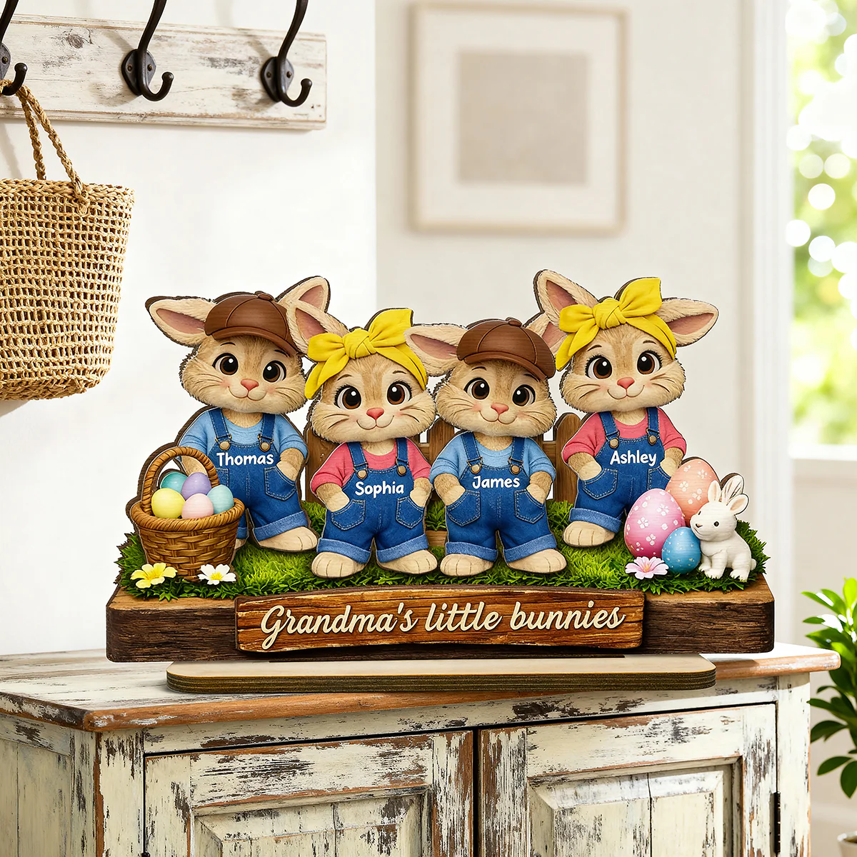 Grandma's Little Bunnies - Personalized 2-Layered Wooden Plaque - Easter Gift for Grandma, Farmhouse Tiered Tray Decor - Image 3