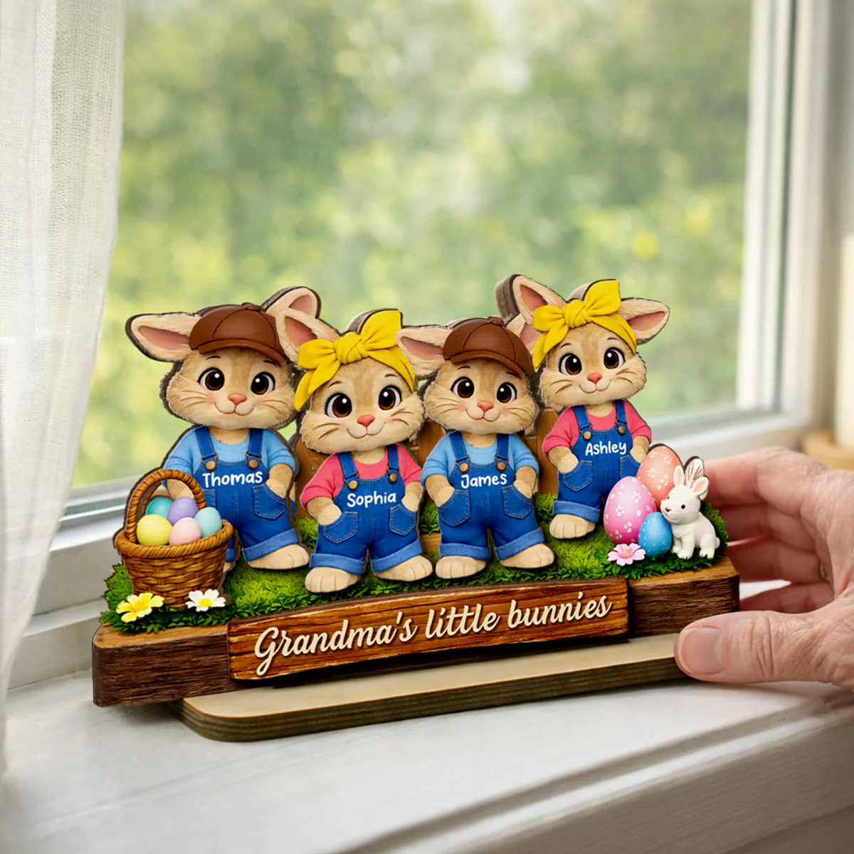 Grandma's Little Bunnies - Personalized 2-Layered Wooden Plaque - Easter Gift for Grandma, Farmhouse Tiered Tray Decor - Image 8