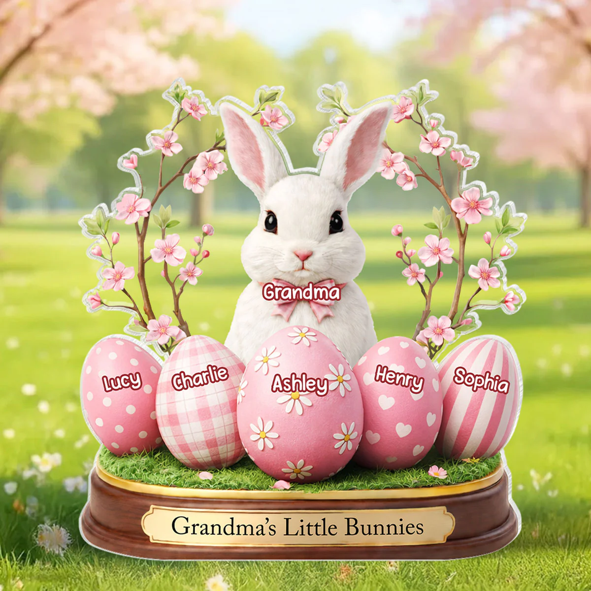 Grandma's Little Bunnies - Personalized Acrylic Block Plaque - Easter Decor Gift For Grandma - Image 2