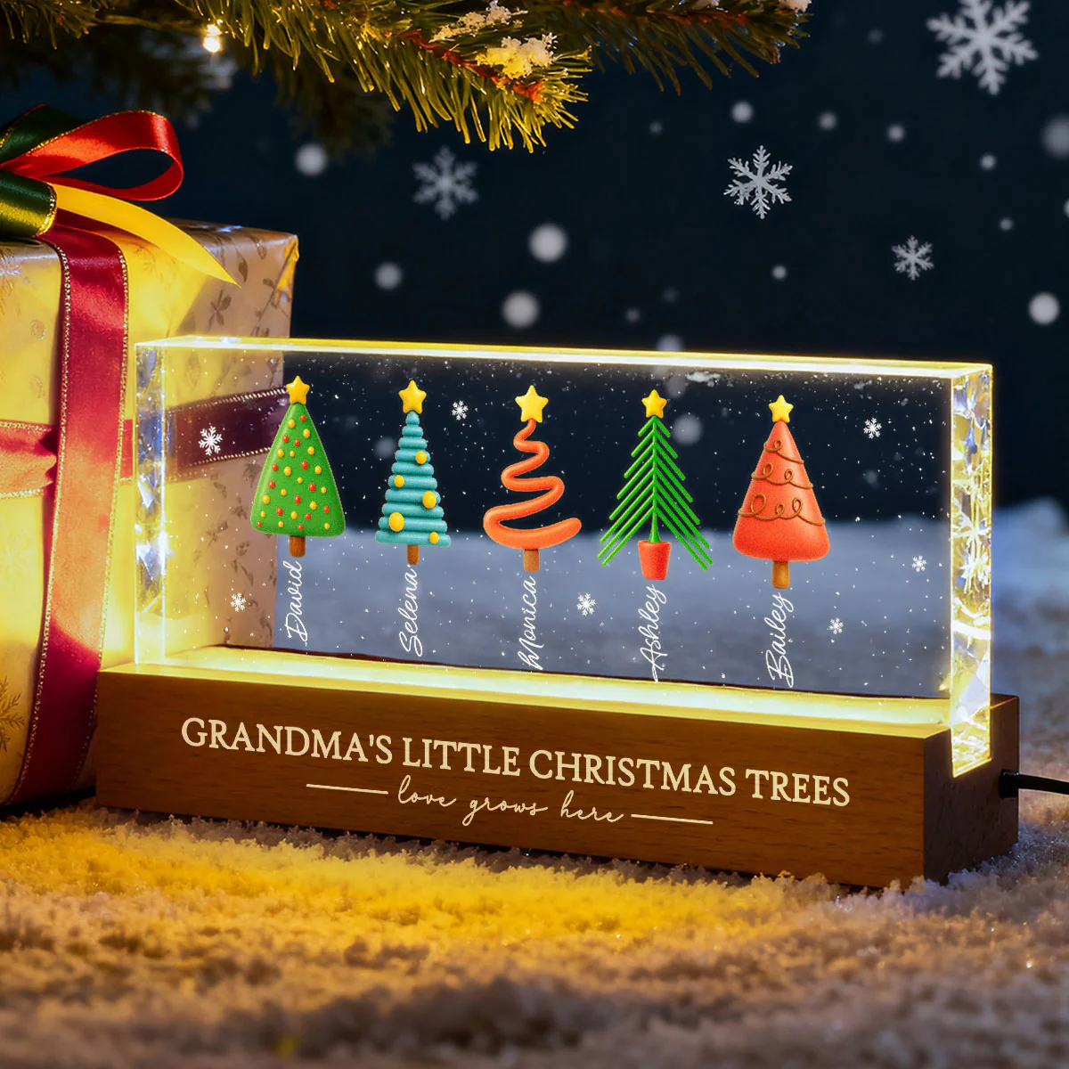 Grandma's Little Christmas Trees - Personalized LED Night Light - Heartwarming Christmas Gift For Grandma, Grandkid, Family - Image 10