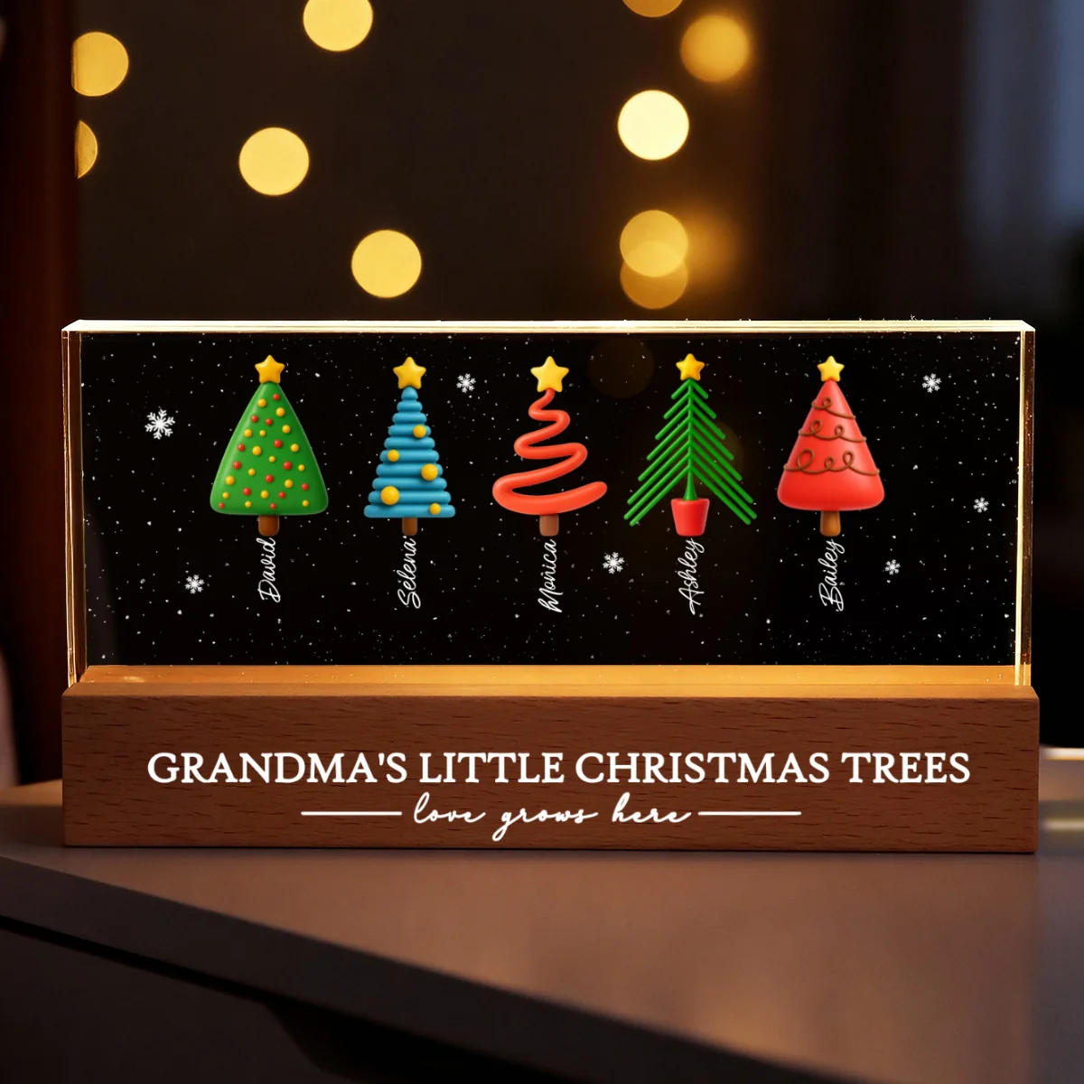 Grandma's Little Christmas Trees - Personalized LED Night Light - Heartwarming Christmas Gift For Grandma, Grandkid, Family - Image 12