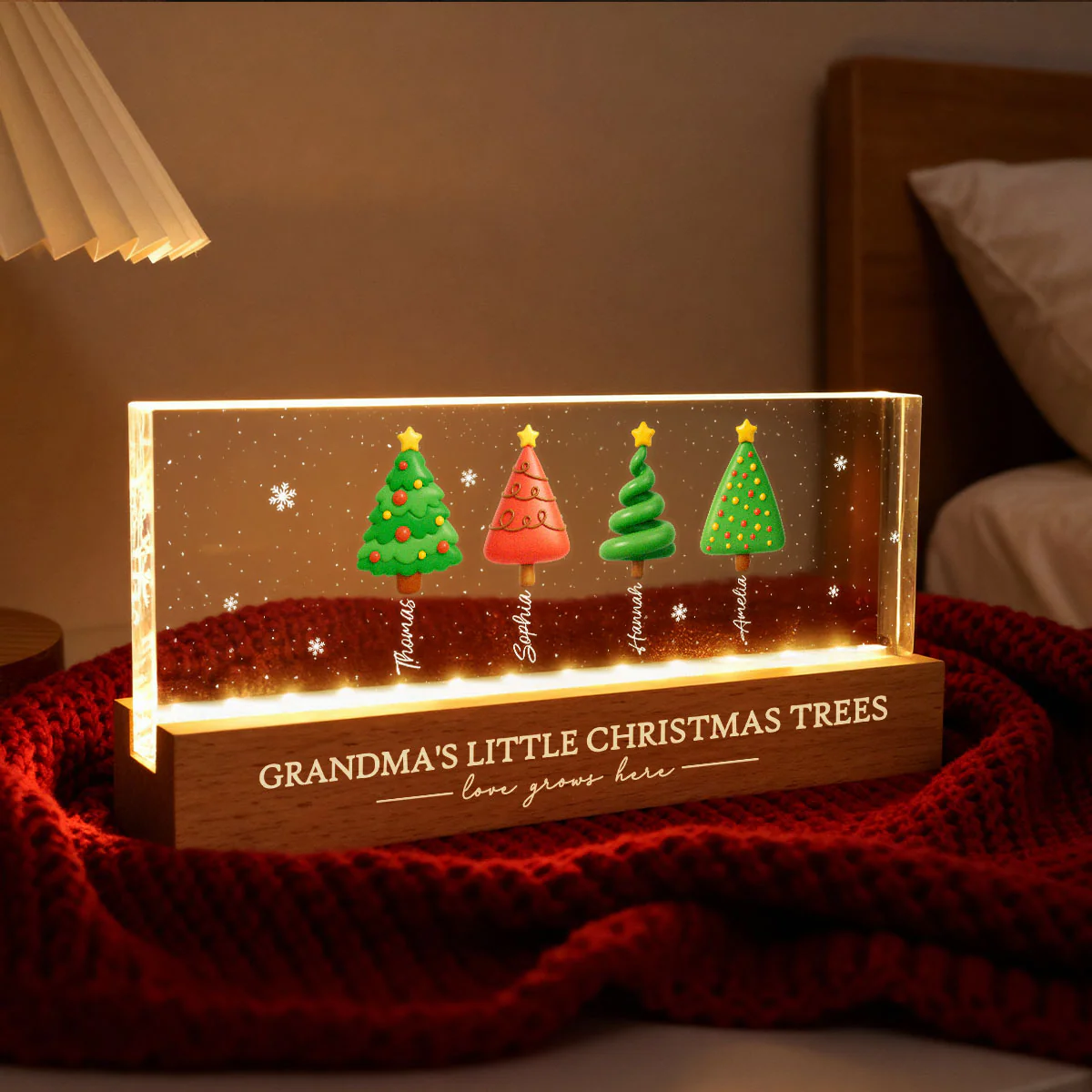 Grandma's Little Christmas Trees - Personalized LED Night Light - Heartwarming Christmas Gift For Grandma, Grandkid, Family - Image 6