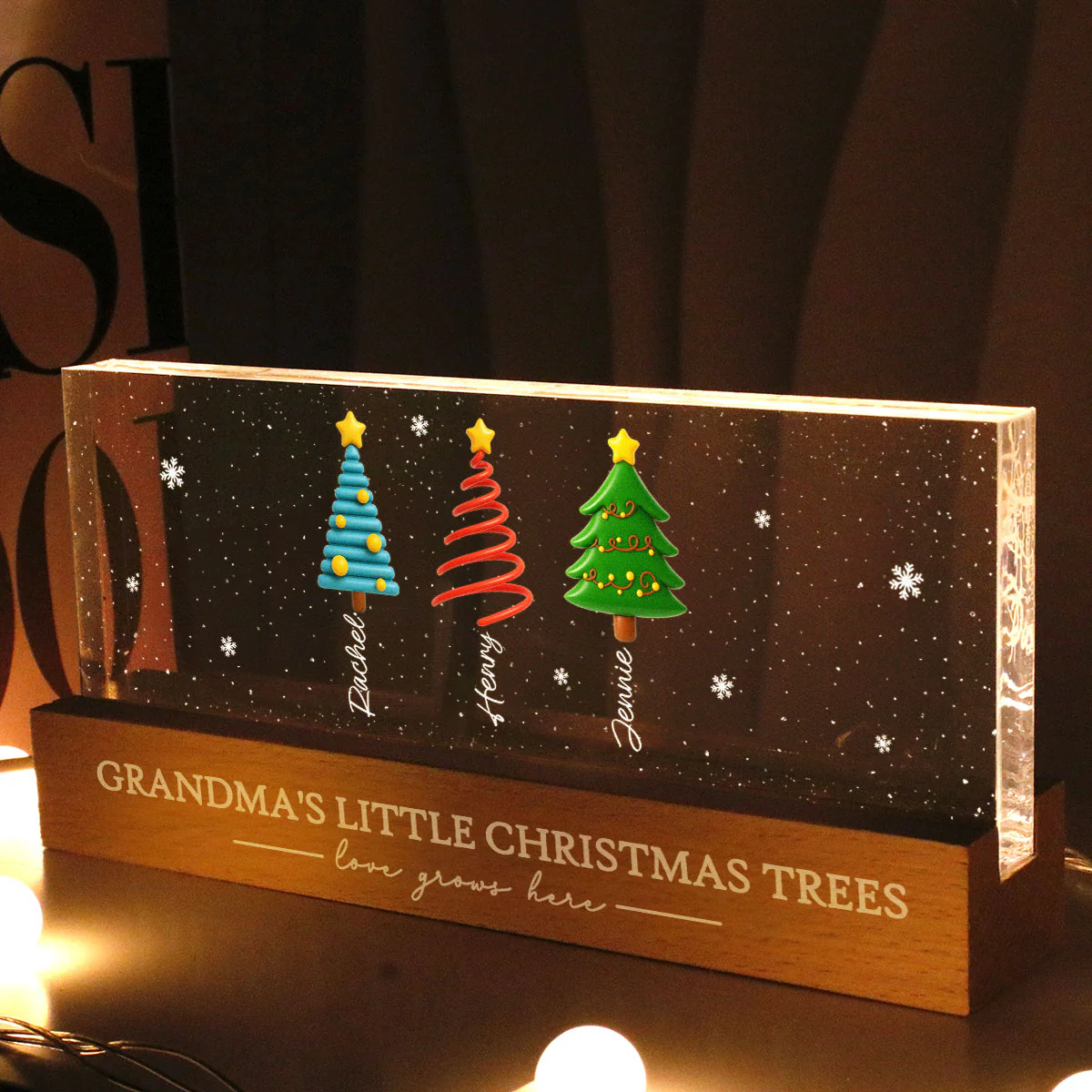 Grandma's Little Christmas Trees - Personalized LED Night Light - Heartwarming Christmas Gift For Grandma, Grandkid, Family - Image 8