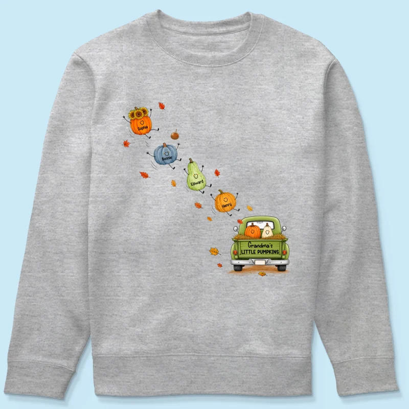 Grandma's Little Cute Pumpkins - Personalized Shirt - Fall Season Cozy Shirt - Image 17