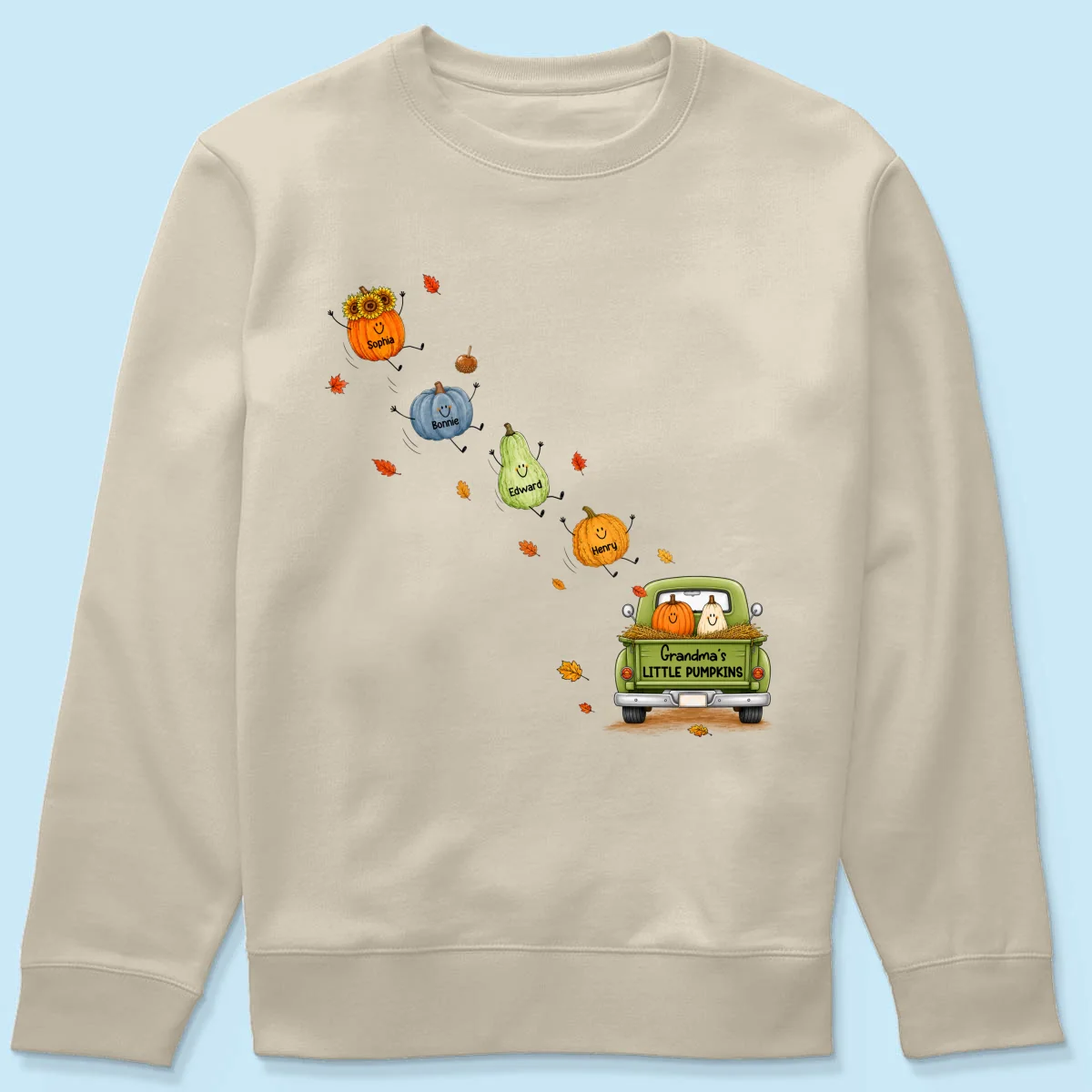 Grandma's Little Cute Pumpkins - Personalized Shirt - Fall Season Cozy Shirt - Image 19