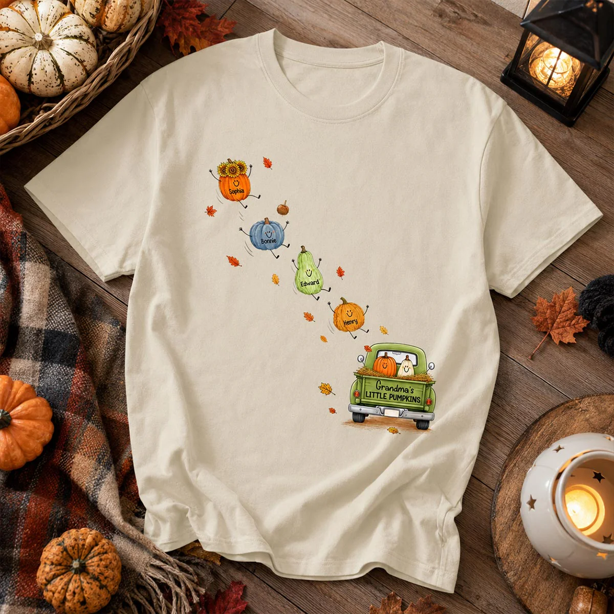 Grandma's Little Cute Pumpkins - Personalized Shirt - Fall Season Cozy Shirt - Image 4