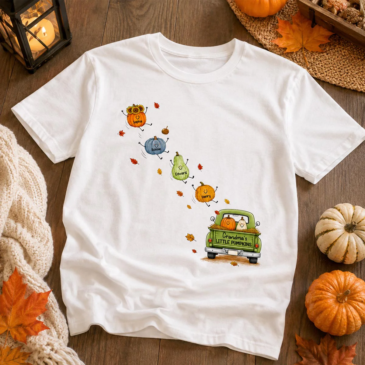 Grandma's Little Cute Pumpkins - Personalized Shirt - Fall Season Cozy Shirt - Image 5