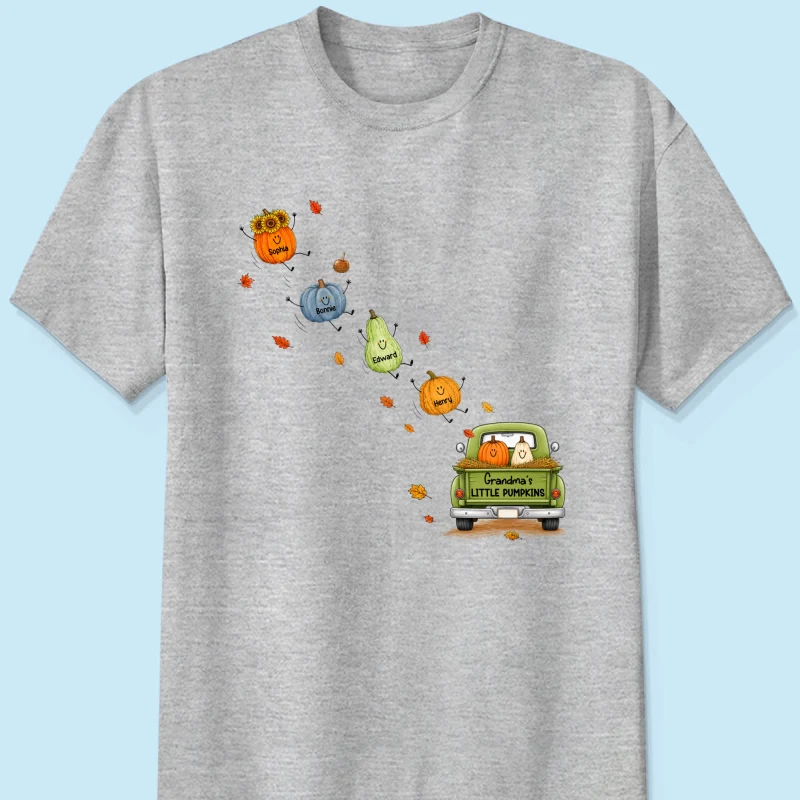 Grandma's Little Cute Pumpkins - Personalized Shirt - Fall Season Cozy Shirt - Image 9