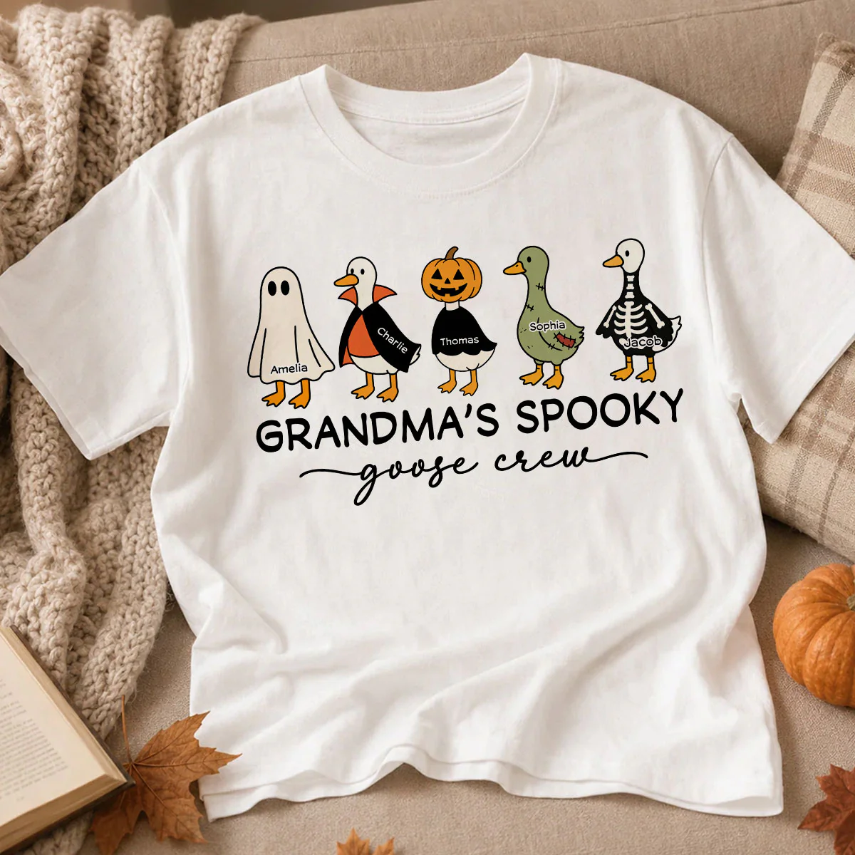 Grandma's Little Goose Crew - Personalized Shirt - Halloween Gift For Grandma, Grandkids - Image 3