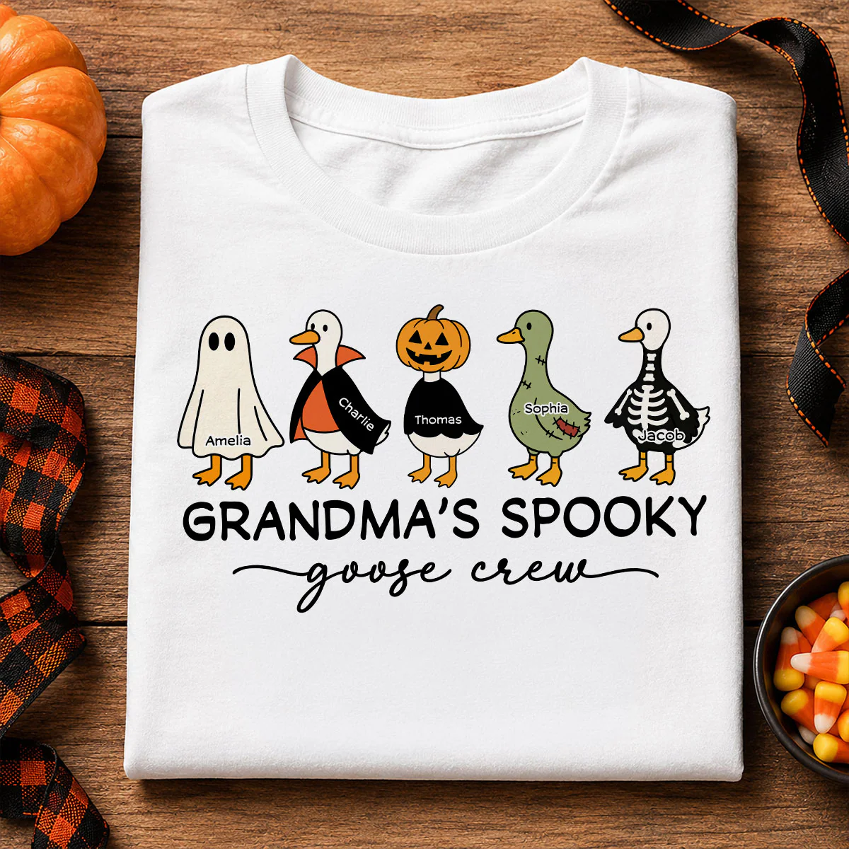Grandma's Little Goose Crew - Personalized Shirt - Halloween Gift For Grandma, Grandkids - Image 4