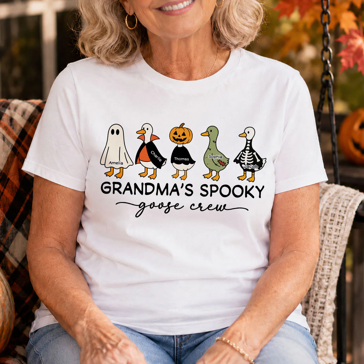 Grandma's Little Goose Crew - Personalized Shirt - Halloween Gift For Grandma, Grandkids - Image 5