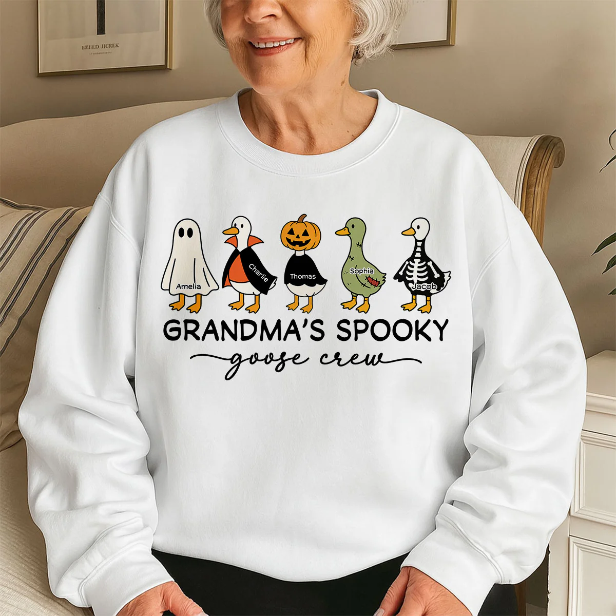 Grandma's Little Goose Crew - Personalized Shirt - Halloween Gift For Grandma, Grandkids - Image 6
