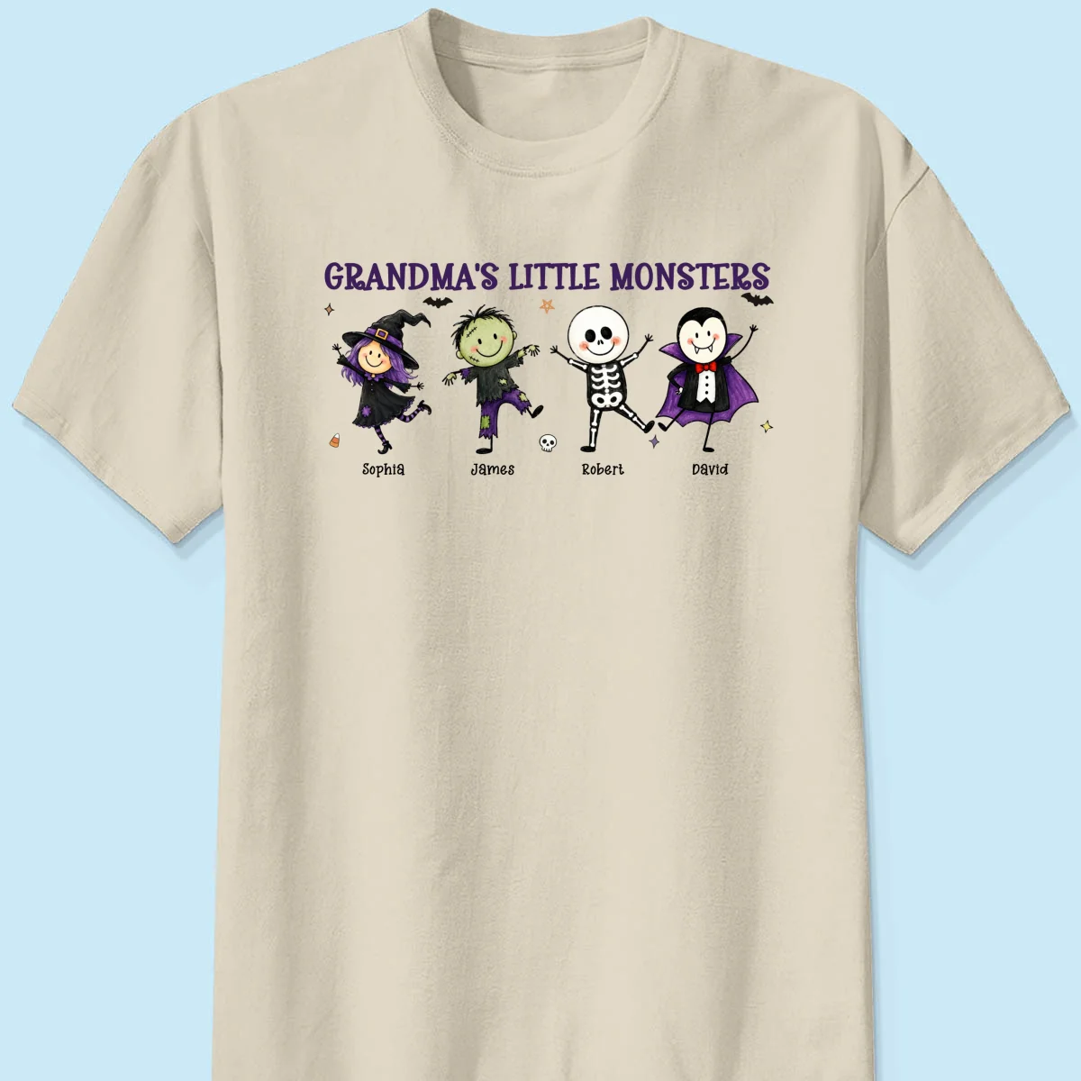 Grandma's Little Monsters Cute Doodle Characters - Personalized Shirt - Halloween Costume For Mom Grandma - Image 12