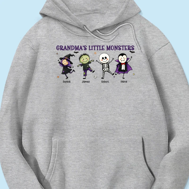 Grandma's Little Monsters Cute Doodle Characters - Personalized Shirt - Halloween Costume For Mom Grandma - Image 32