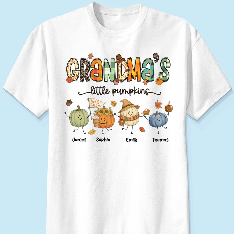 Grandma's Little Pumpkins Cute Doodle Pumpkins - Personalized Shirt - Fall Season Gift For Grandma, Mom - Image 12