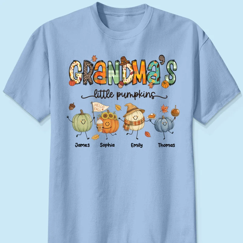 Grandma's Little Pumpkins Cute Doodle Pumpkins - Personalized Shirt - Fall Season Gift For Grandma, Mom - Image 15