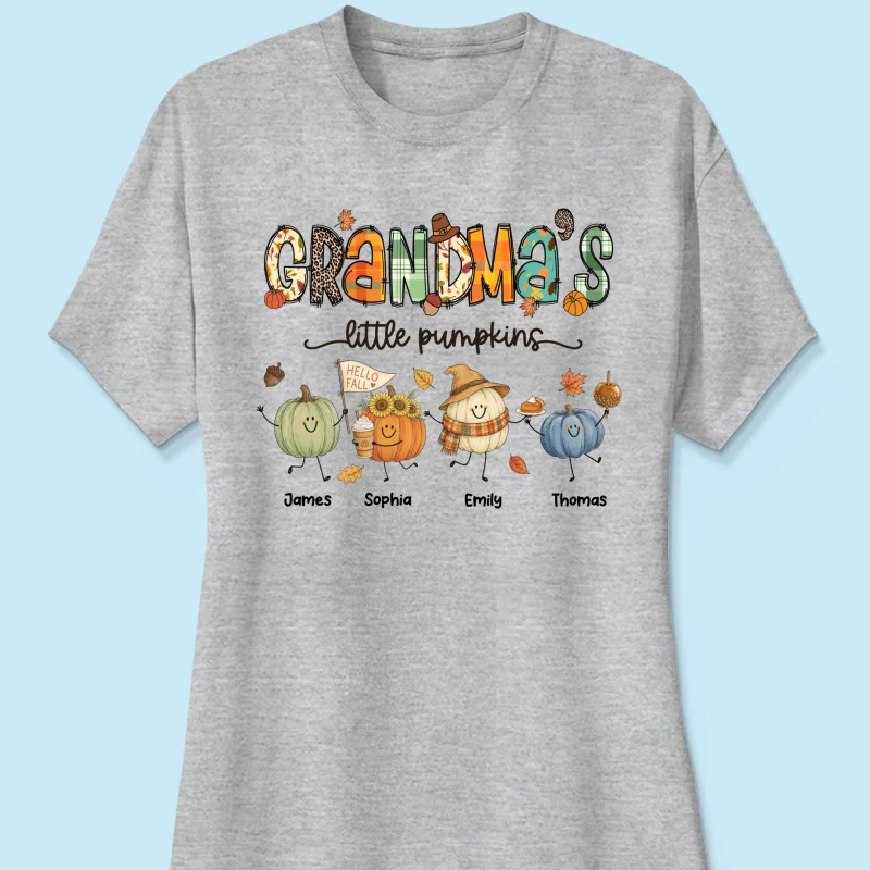 Grandma's Little Pumpkins Cute Doodle Pumpkins - Personalized Shirt - Fall Season Gift For Grandma, Mom - Image 18