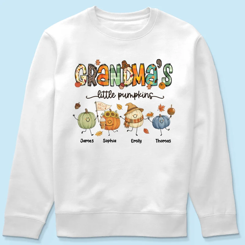 Grandma's Little Pumpkins Cute Doodle Pumpkins - Personalized Shirt - Fall Season Gift For Grandma, Mom - Image 21