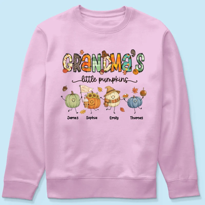 Grandma's Little Pumpkins Cute Doodle Pumpkins - Personalized Shirt - Fall Season Gift For Grandma, Mom - Image 23