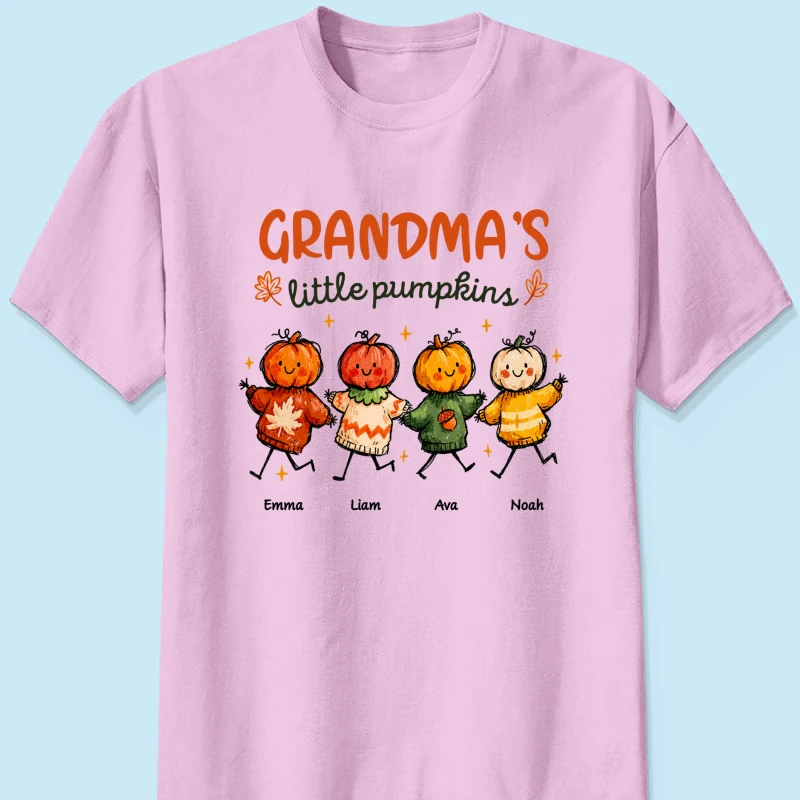 Grandma's Little Pumpkins Sweater Weather - Personalized Shirt - Trendy Fall Tee for Grandma - Image 12