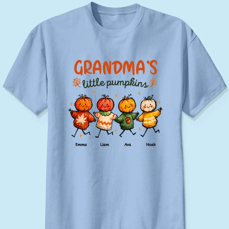 Grandma's Little Pumpkins Sweater Weather - Personalized Shirt - Trendy Fall Tee for Grandma - Image 13